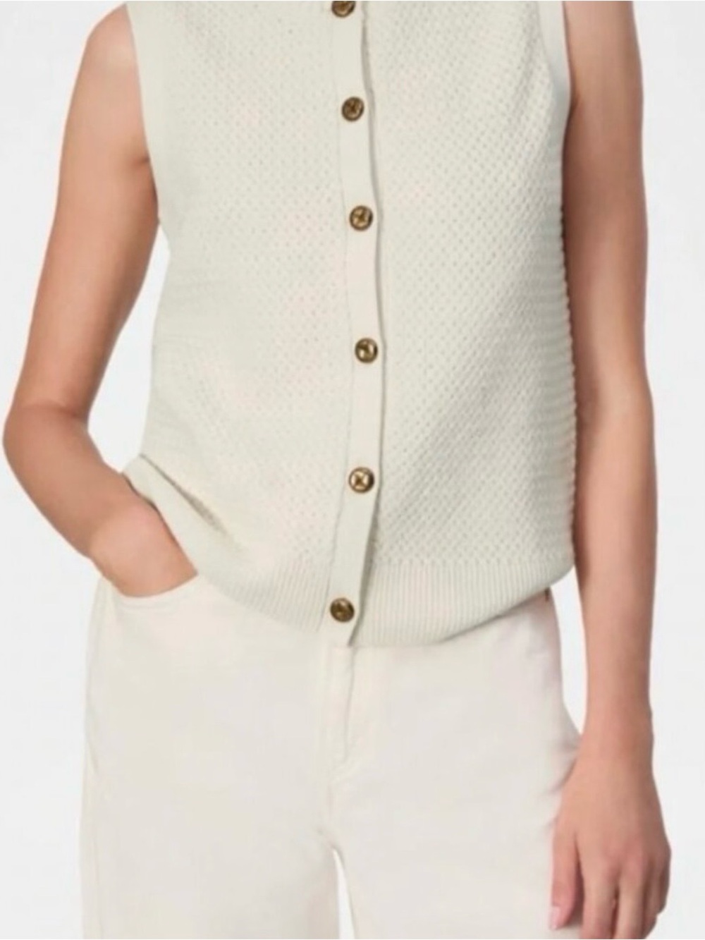 rag & bone Cream Jax Cardigan Sweater Vest